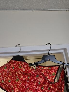 Red Floral Satin Lingerie Set - Women Intimates